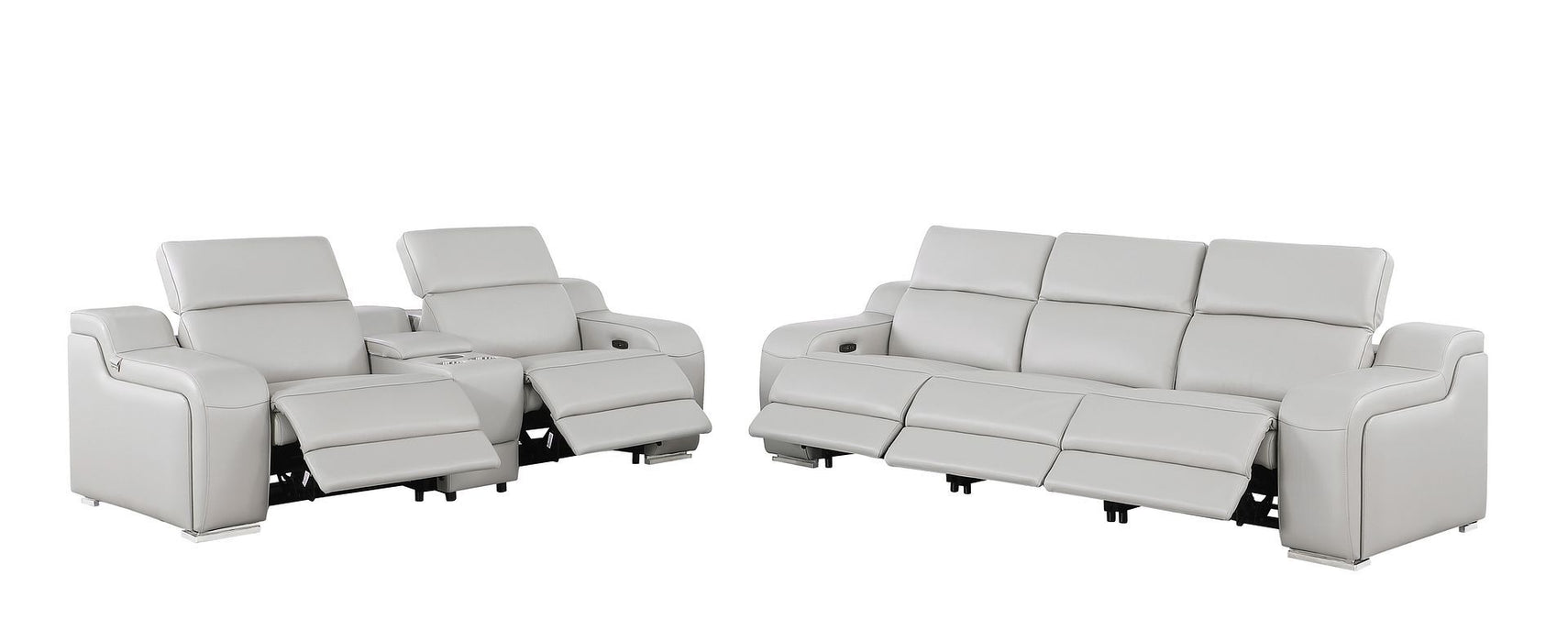 1116 - 6-Piece Modular Power Reclining Sofa And Console Loveseat Set In With 5 Power Recliners & Power Headrests