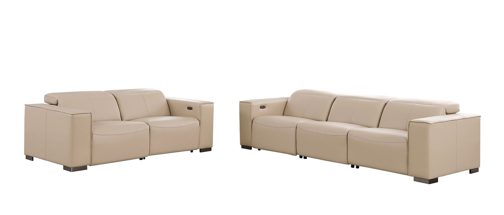 1208 - Leather Reclining Set (Sofa & Loveseat With Four Power Recliners)