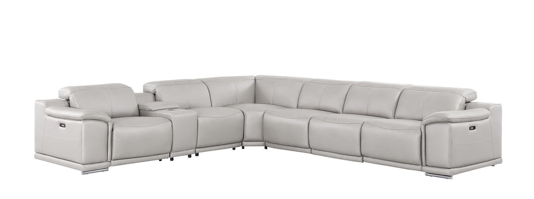 2679 - 7-Piece L-Shaped Power Reclining Sectional In Genuine Leather (3 Recliners)