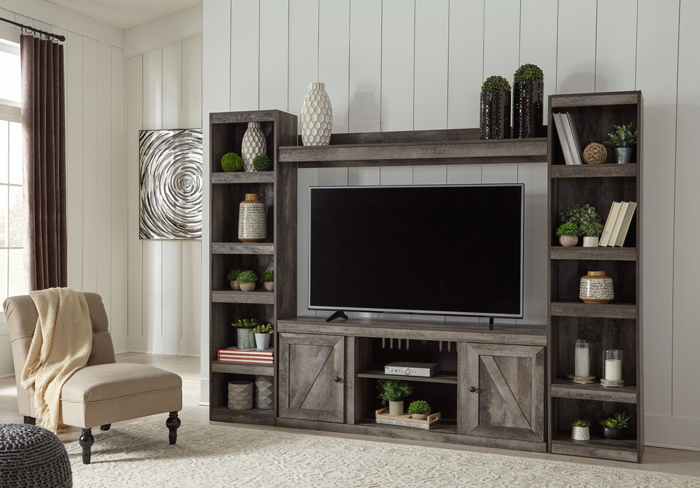 Wynnlow - 4-Piece Entertainment Center With LG TV Stand W/Fireplace Option - Gray