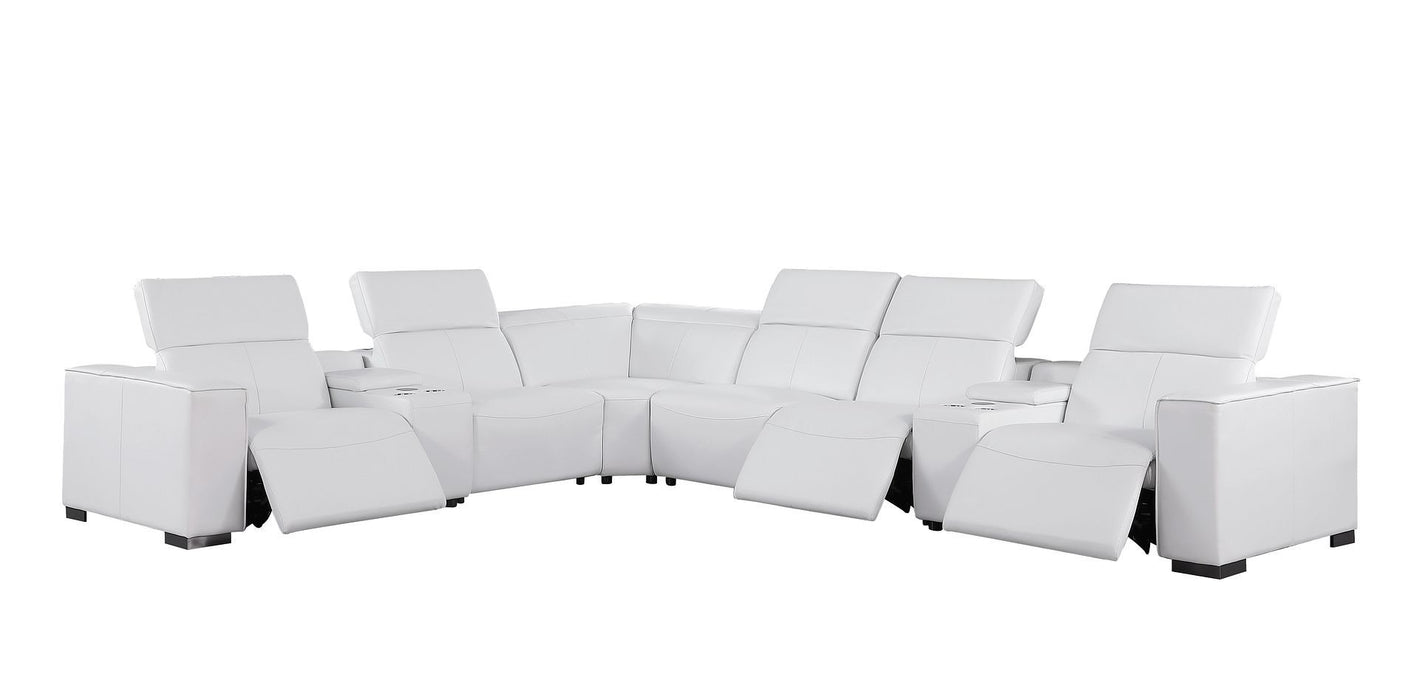 1208 - 8 Piece L Shaped Leather Sectional With 3 Power Recliners & Power Headrests