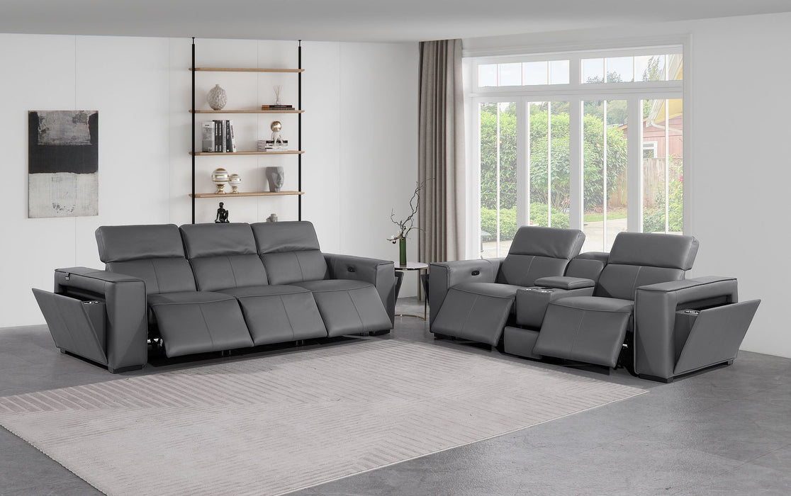 1224 - 6-Piece Modular Power Reclining Sofa And Console Loveseat Set In With 5 Power Recliners & Power Headrests