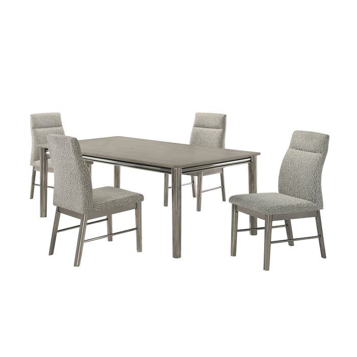 Lennox - 5 Piece Set - Dining Table With 4 Chairs - Gray / Silver
