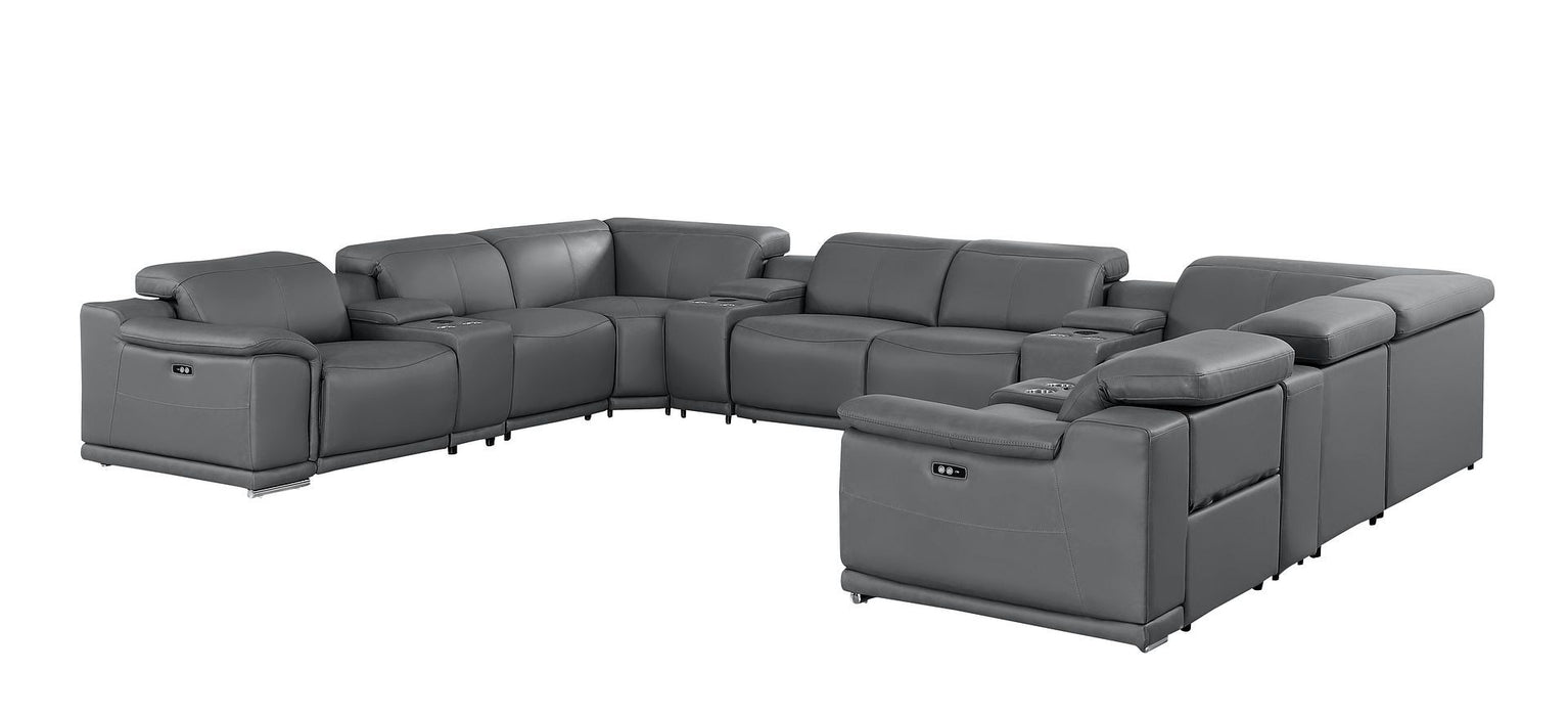 2679 - 12-Piece U-Shaped Power Reclining Sectional In Genuine Leather (4 Recliners)