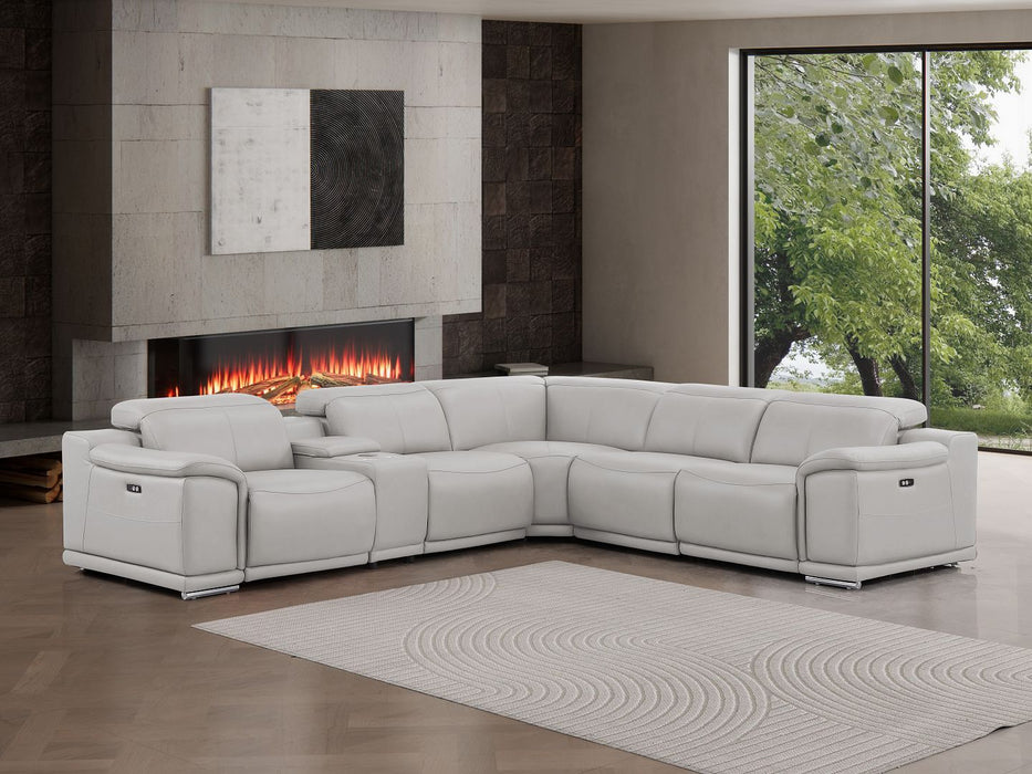 2679 - 6-Piece L-Shaped Power Reclining Sectional In Genuine Leather (3 Recliners)