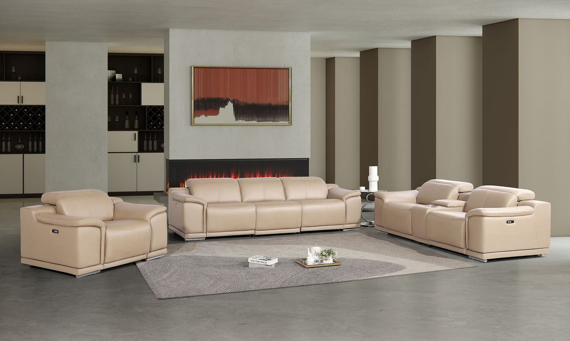 2679 - Power Reclining Sofa, Console Loveseat & Chair Set In Genuine Leather (5 Recliners)