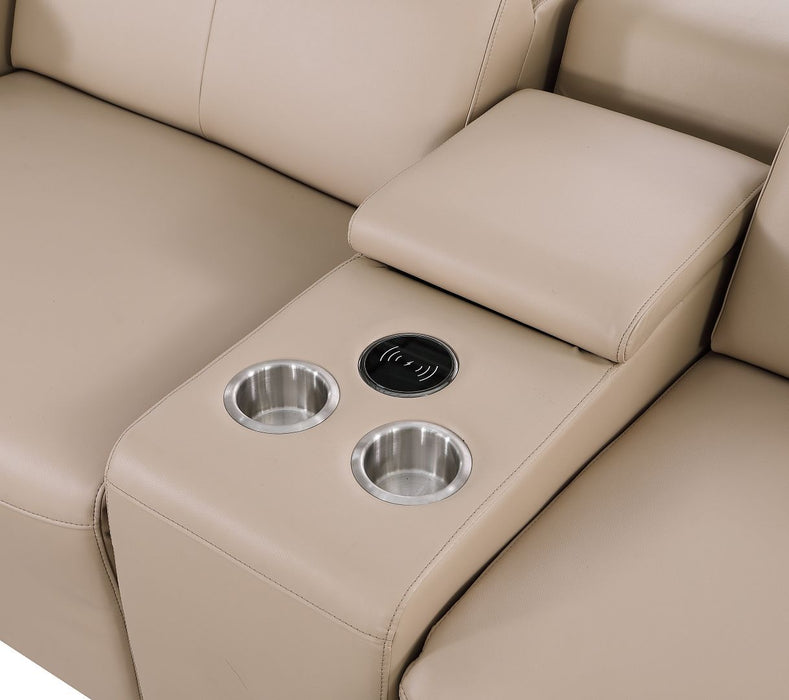 1208 - Modular Leather Set With 6 Power Recliners & Power Headrests