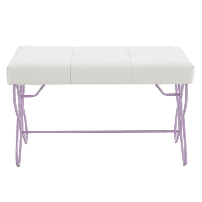 Priya II - Bench - White & Light Synthetic Leather Rple