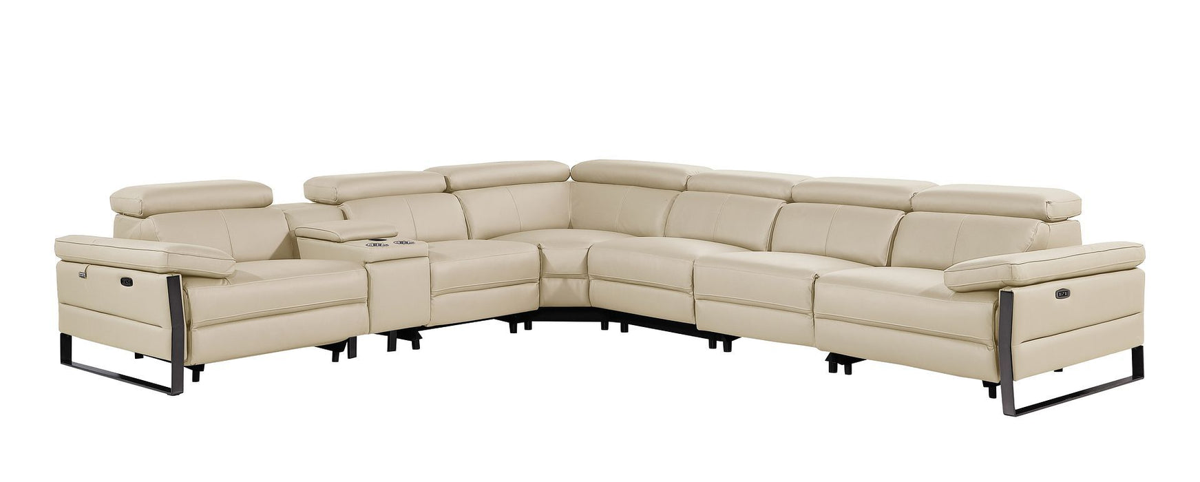 1246 - 7-Piece L-Shaped Modular Power Reclining Sectional With 3 Power Recliners And Power Headrests
