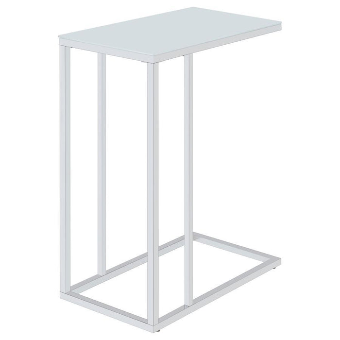 Stella - Glass Top C-Shaped Sofa Side Table - Chrome