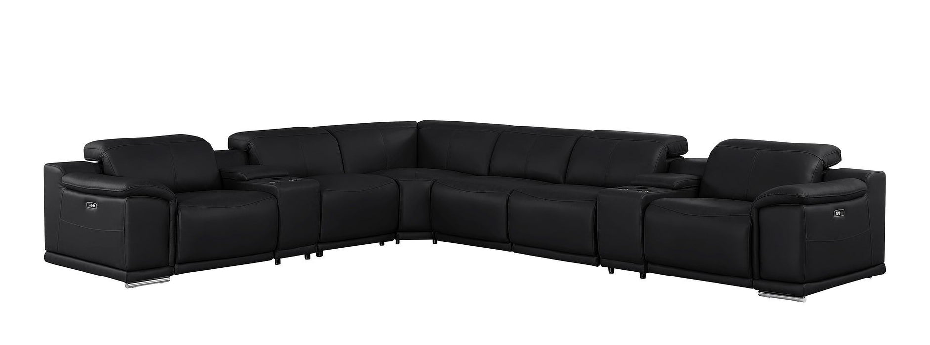 2679 - 8-Piece L-Shaped Power Reclining Sectional In Genuine Leather (4 Recliners)