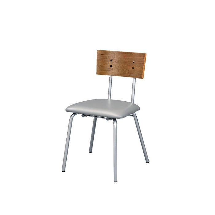 Jurgen - Side Chair (Set of 2) - Gray Synthetic Leather, Oak & Silver