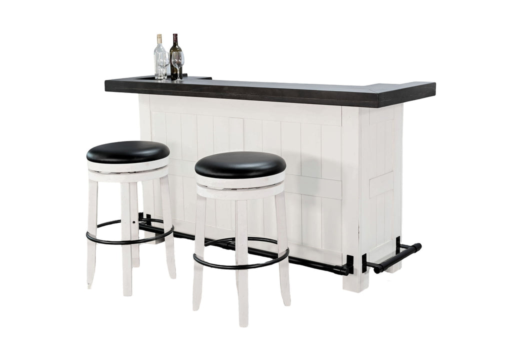 78" Wood Home 3 Piece Bar Set - Cottage White / Europen Dark