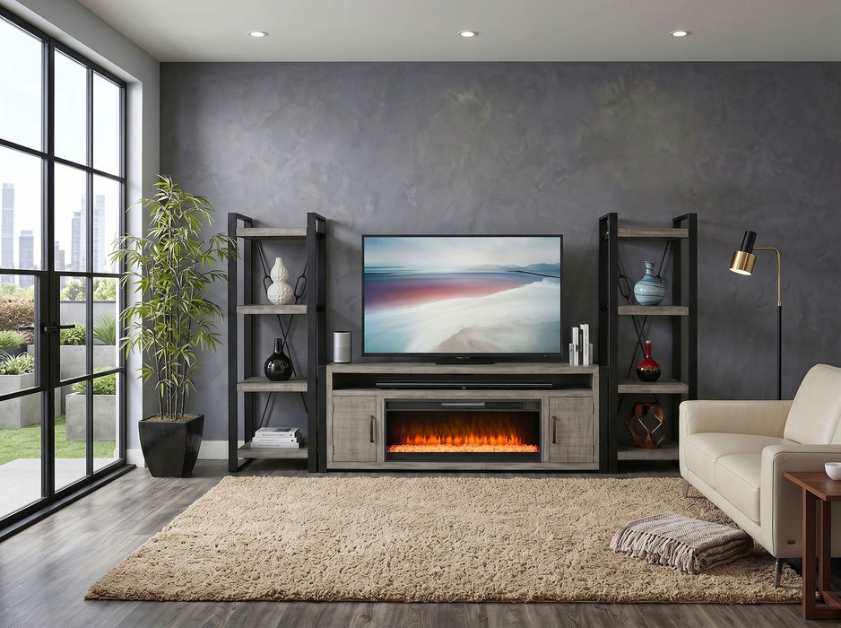 Alpine - 78" Media Console With Electric Fireplace - Gray
