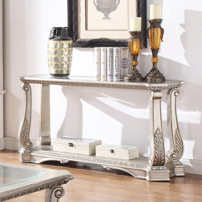 Northville - Sofa Table - Clear Glass & Antique Silver