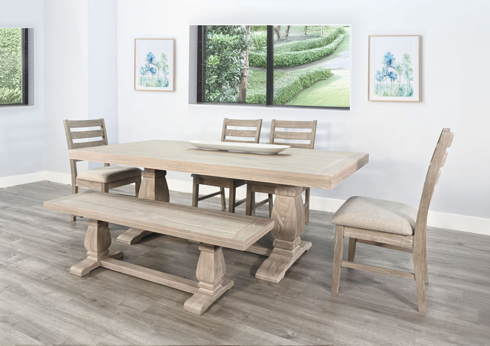 Gianna - Rectangular 6 Piece Chairs / Benche Dining Set - Wheat