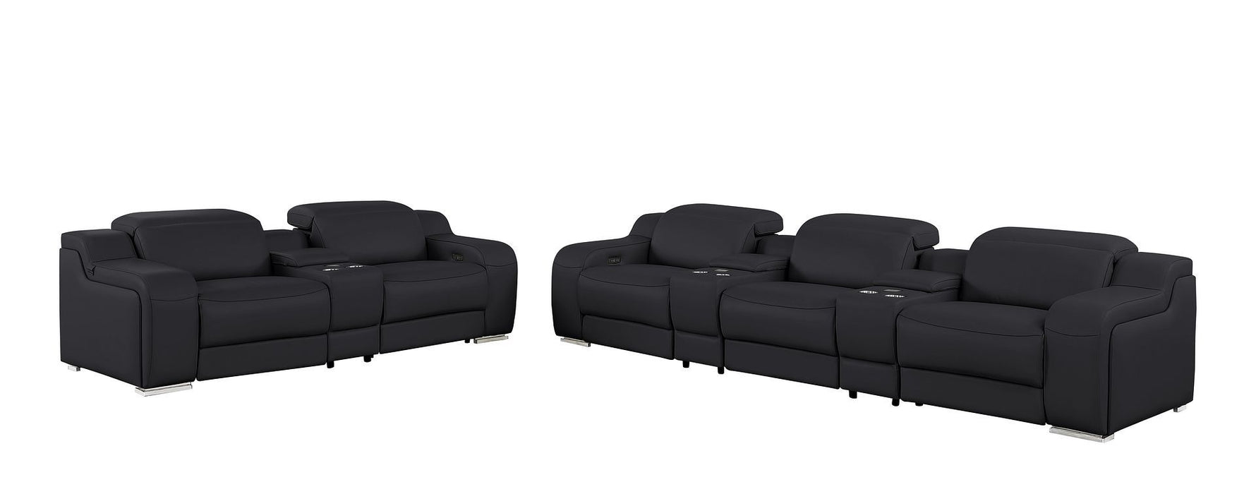 1116 - 8-Piece Modular Power Reclining Sofa, Loveseat & Chair Set In With 5 Power Recliners & Power Headrests