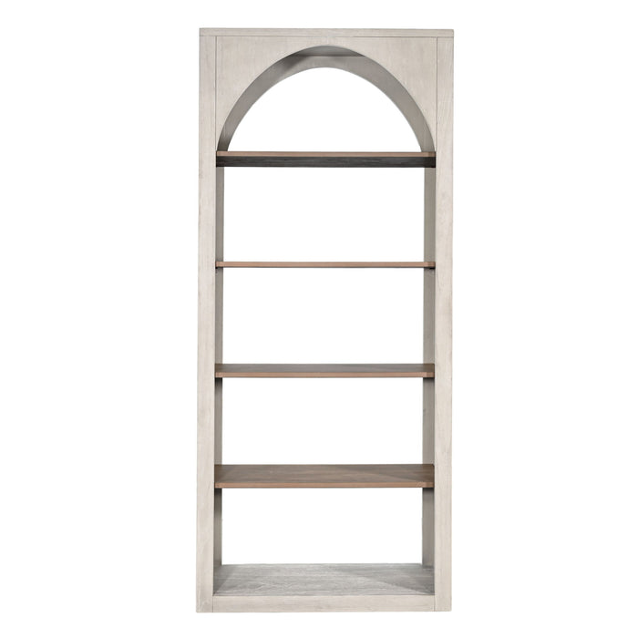 Tall Arched Wood Bookshelf With Open Shelving