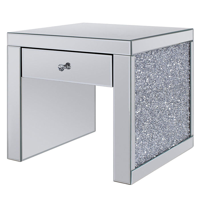 Noralie - 24" Square End Table - Mirrored & Faux Diamonds