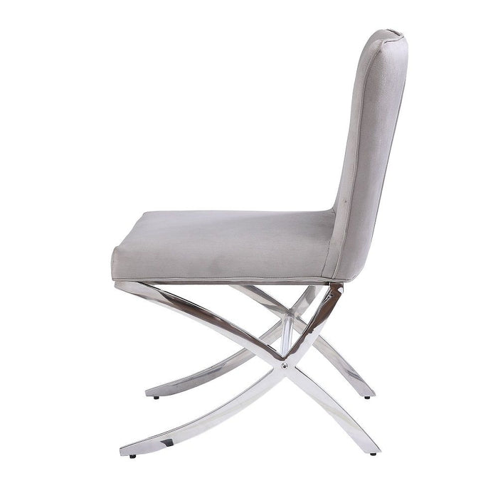 Daire - Side Chair (Set of 2) - Light Gray Velvet & Chrome