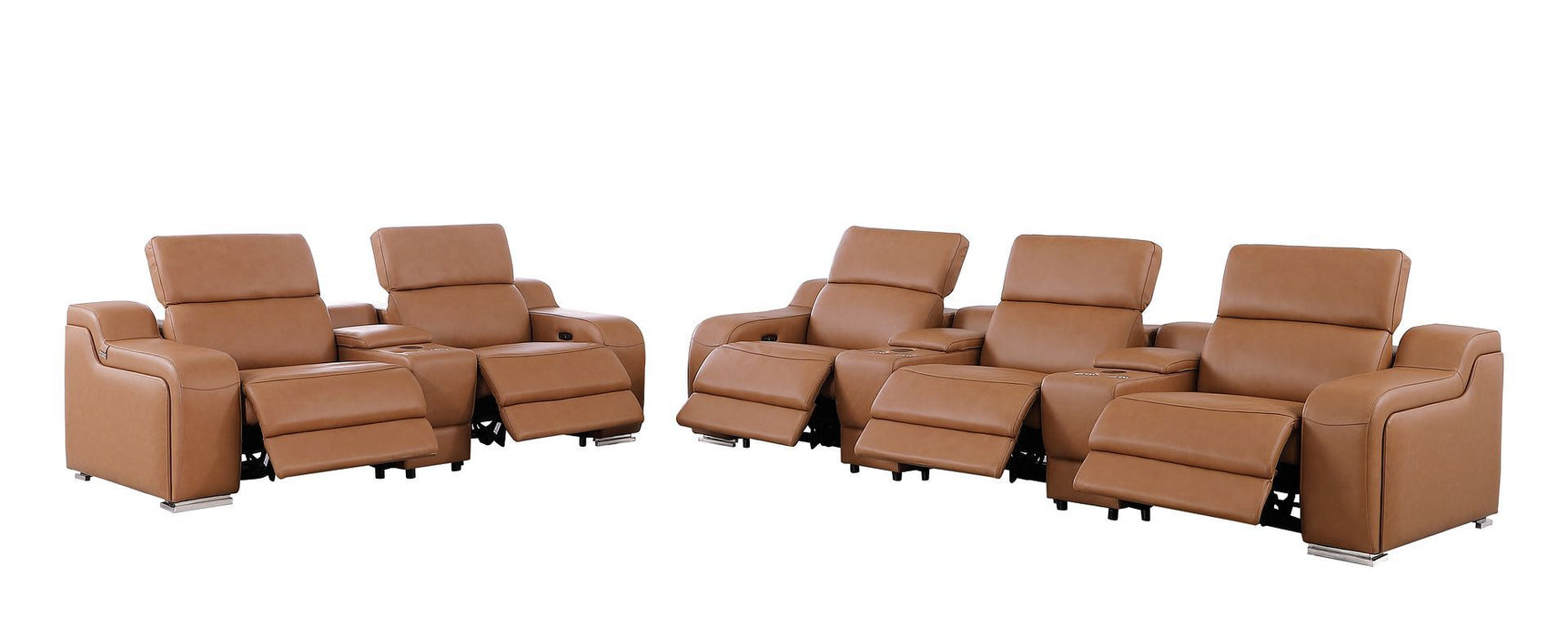 1116 - 8-Piece Modular Power Reclining Sofa, Loveseat & Chair Set In With 5 Power Recliners & Power Headrests
