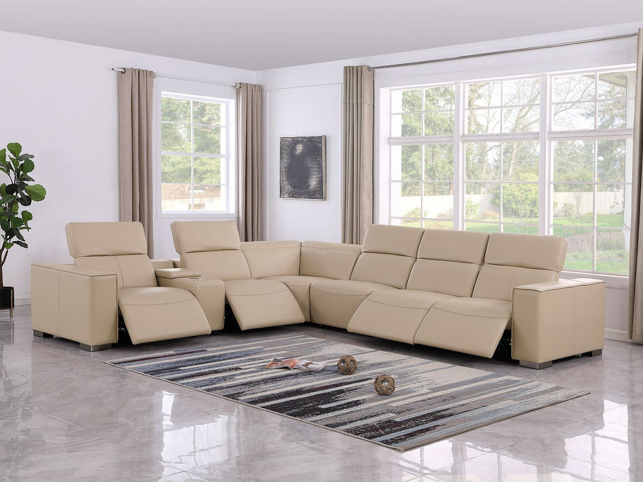 1208 - 7 Piece L-Shaped Leather Reclining Sectional With 4 Power Recliners