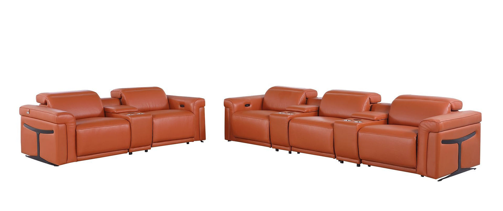 1126 - 8-Piece Modular Power Reclining Sofa & Loveseat Set In With 5 Power Recliners & Power Headrests