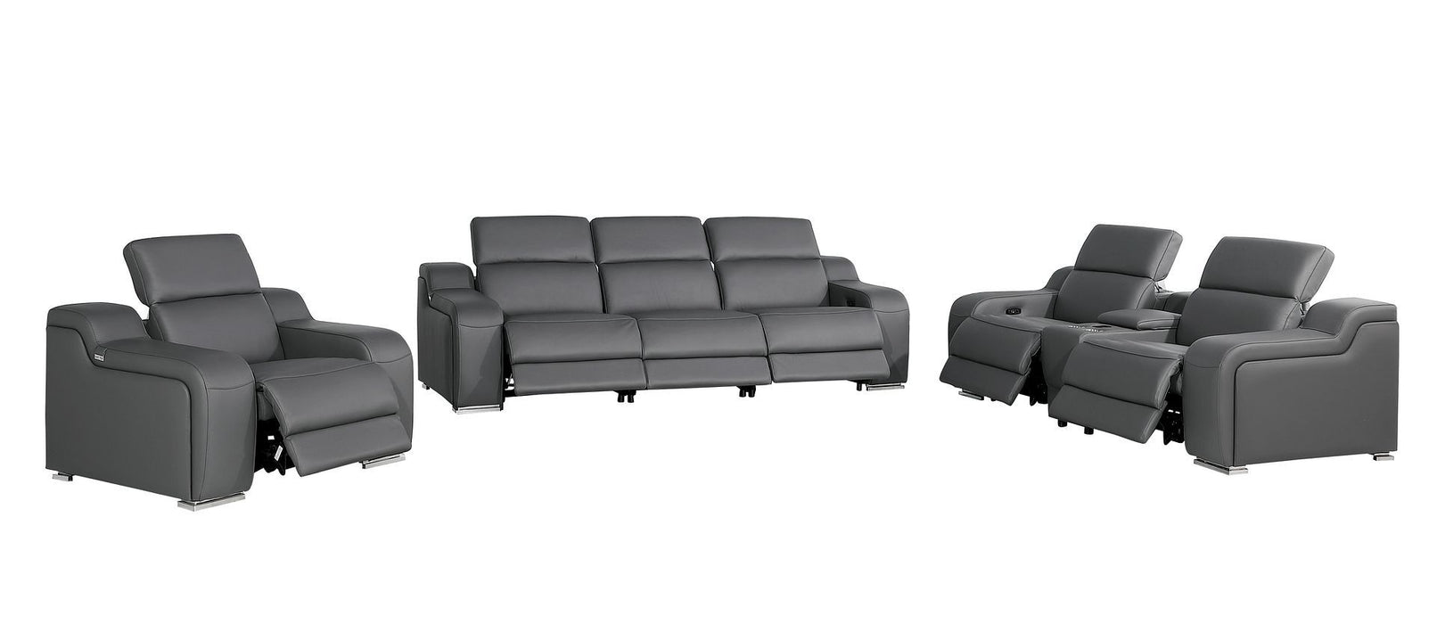 1116 - 7-Piece Modular Power Reclining Sofa, Loveseat & Chair Set In With 6 Power Recliners & Power Headrests