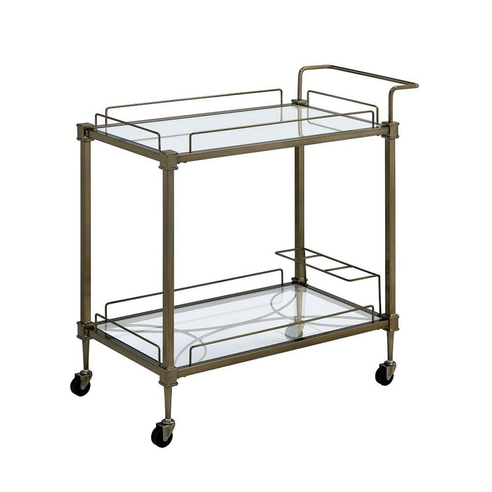 Aditya - Serving Cart - Mirrored & Antique Brass