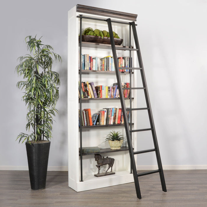 Bookcase With Wood Ladder - Buckskin / Marble White