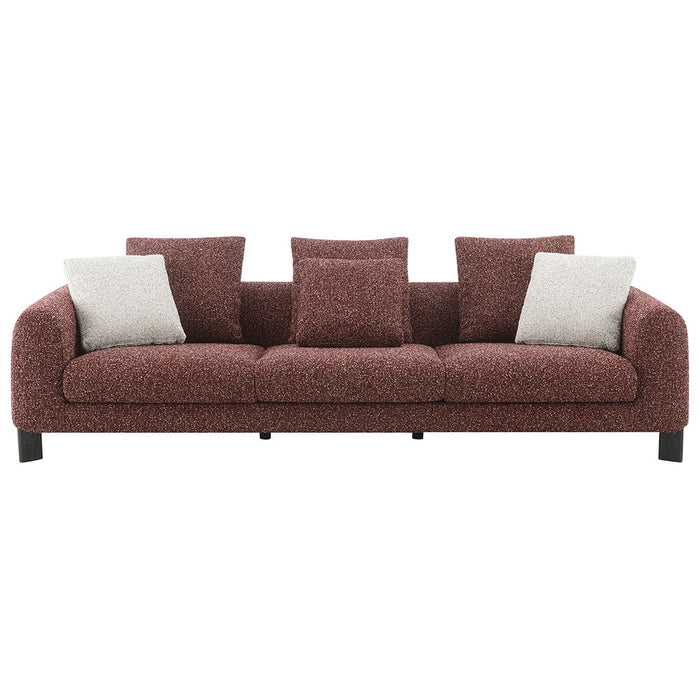 Mardi - Sofa With 6 Pillows - Maroon Tweed
