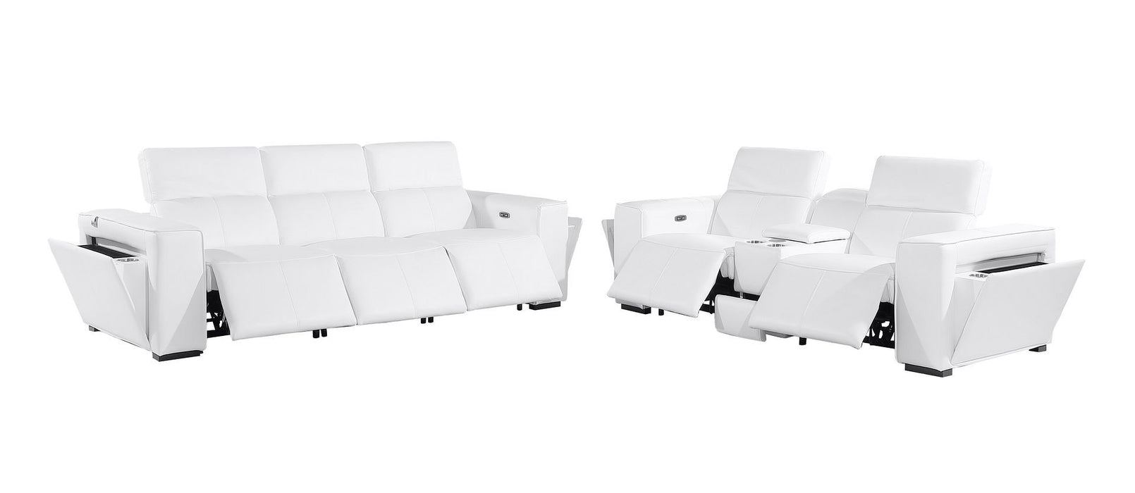 1224 - 6-Piece Modular Power Reclining Sofa And Console Loveseat Set In With 5 Power Recliners & Power Headrests