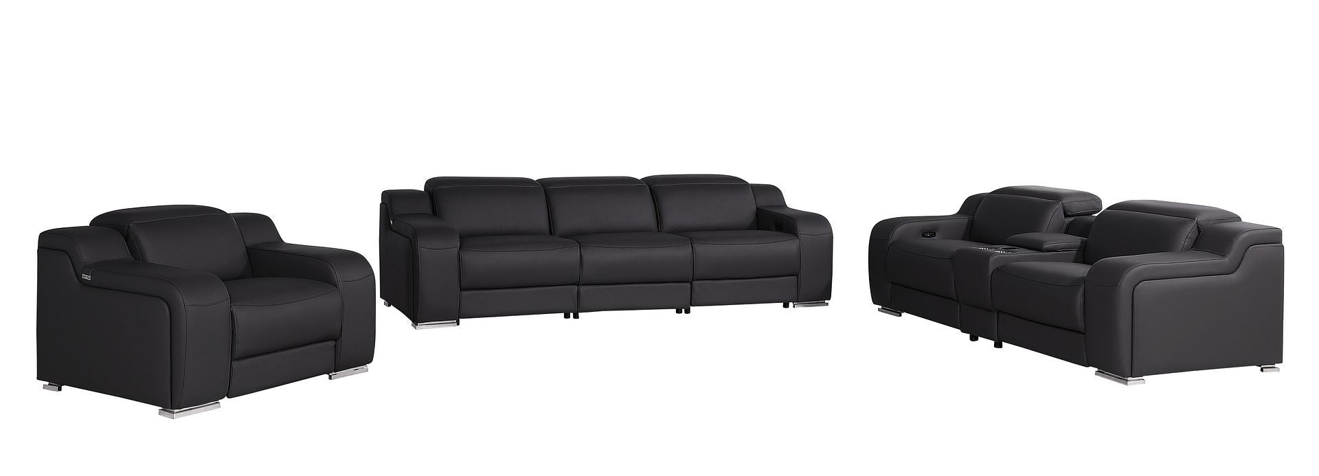 1116 - 7-Piece Modular Power Reclining Sofa, Loveseat & Chair Set In With 6 Power Recliners & Power Headrests