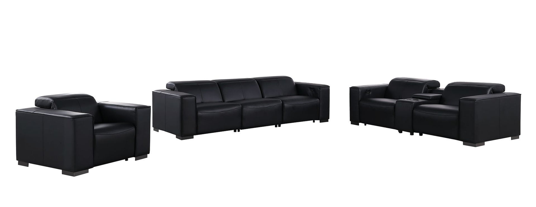 1208 - Modular Leather Set With 6 Power Recliners & Power Headrests