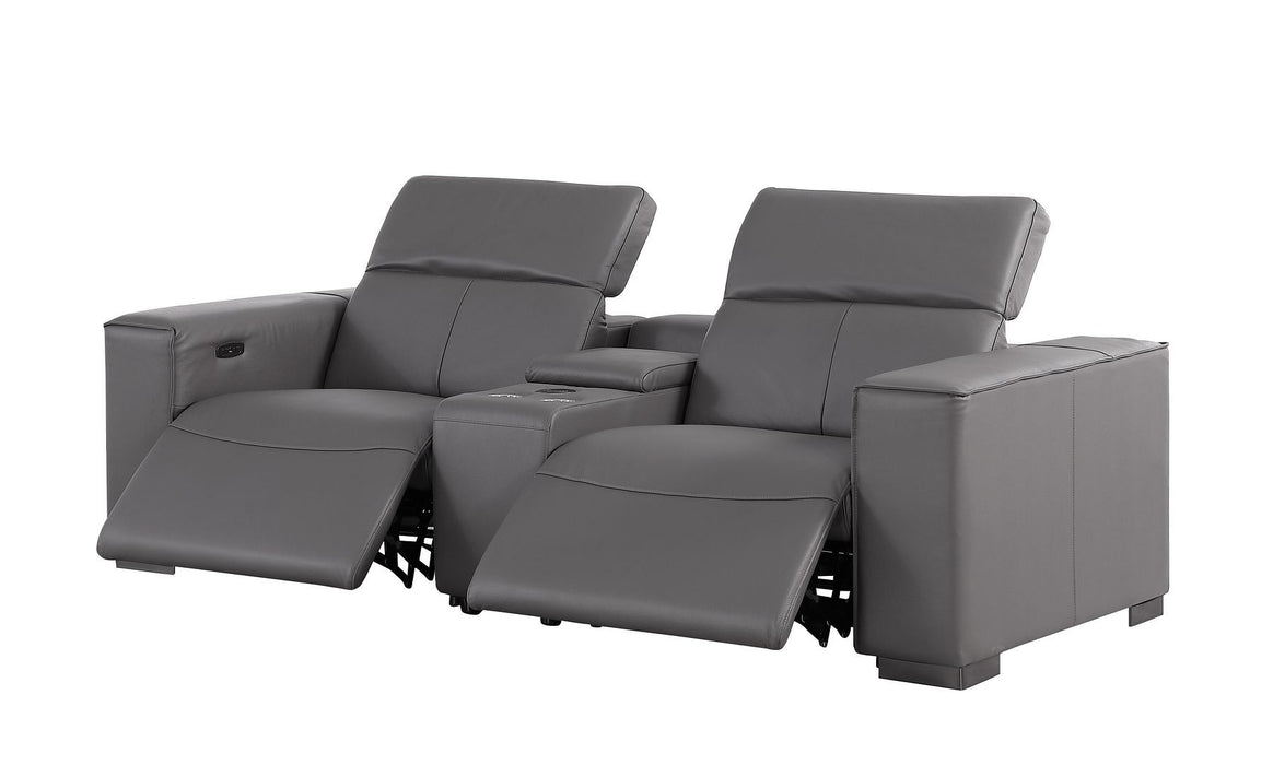 1208 - Leather Reclining Set (Sofa & Loveseat With 4 Power Recliners)