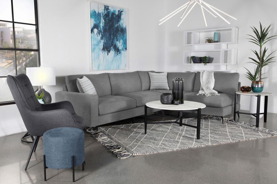 Clint - Upholstered Sectional With Loose Back Gray