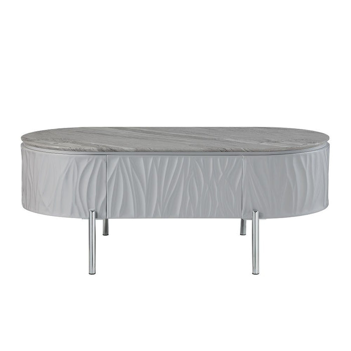 Yukino - Coffee Table - Gray High Gloss & Chrome