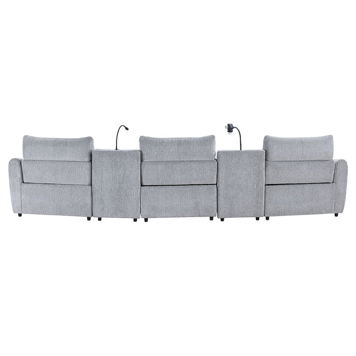 Fullar - LAF Modular Power Motion Recliner - Light Gary Chenille