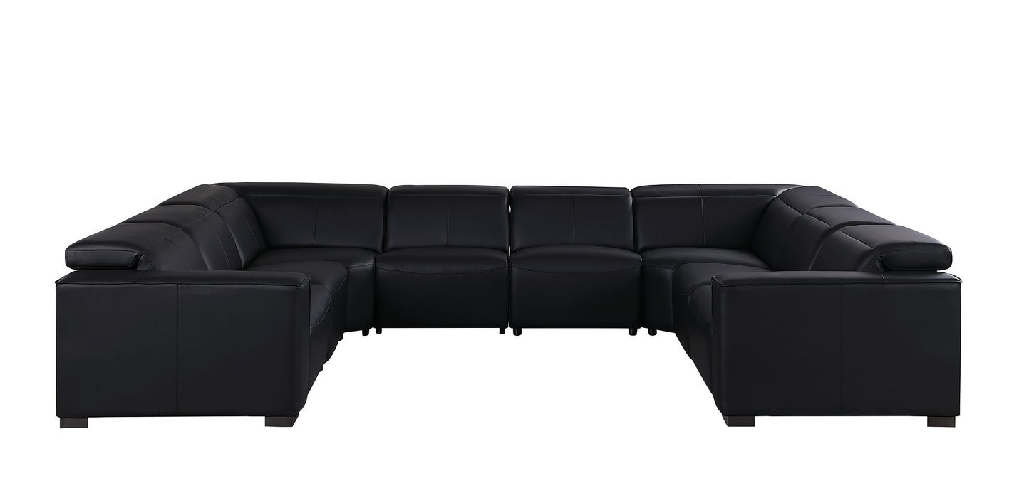 1208 - 8 Piece U Shaped Leather Sectional With 4 Power Recliners & Power Headrest