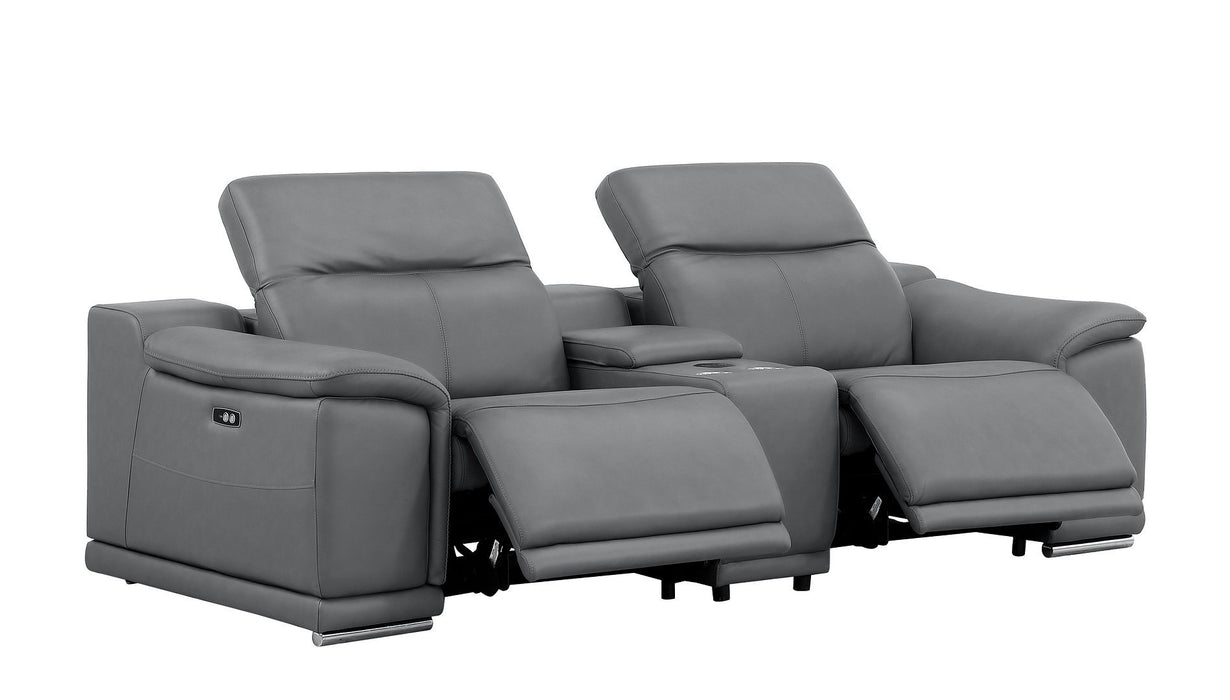 2679 - Genuine Leather Console Loveseat With Dual Power Recliners