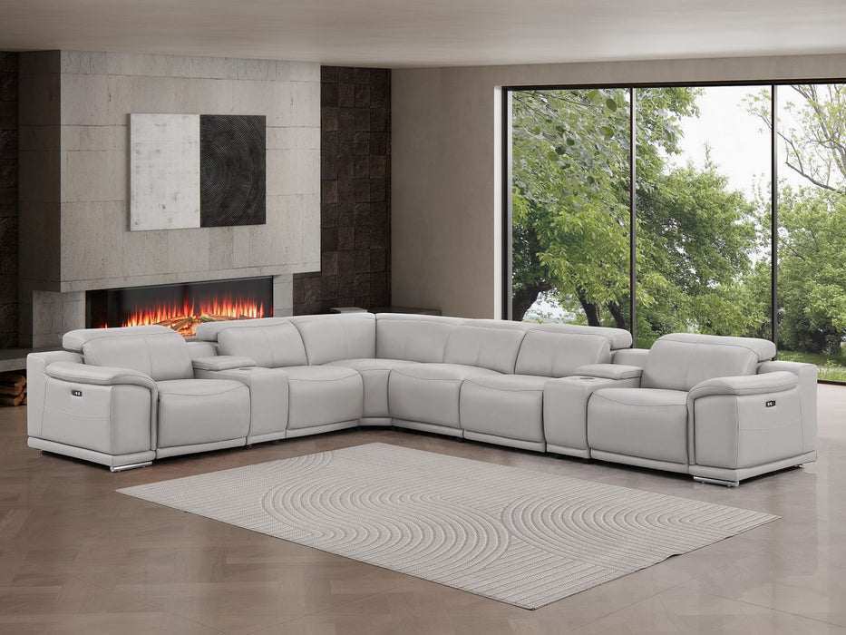 2679 - 8-Piece L-Shaped Power Reclining Sectional In Genuine Leather (4 Recliners)