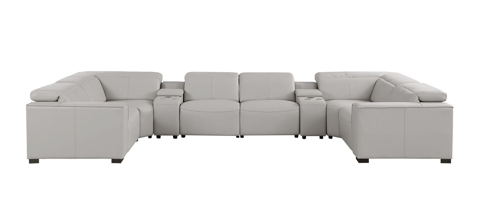 1208 - 8 Piece Modular Leather Sectional With 2 Power Recliners & Power Headrests