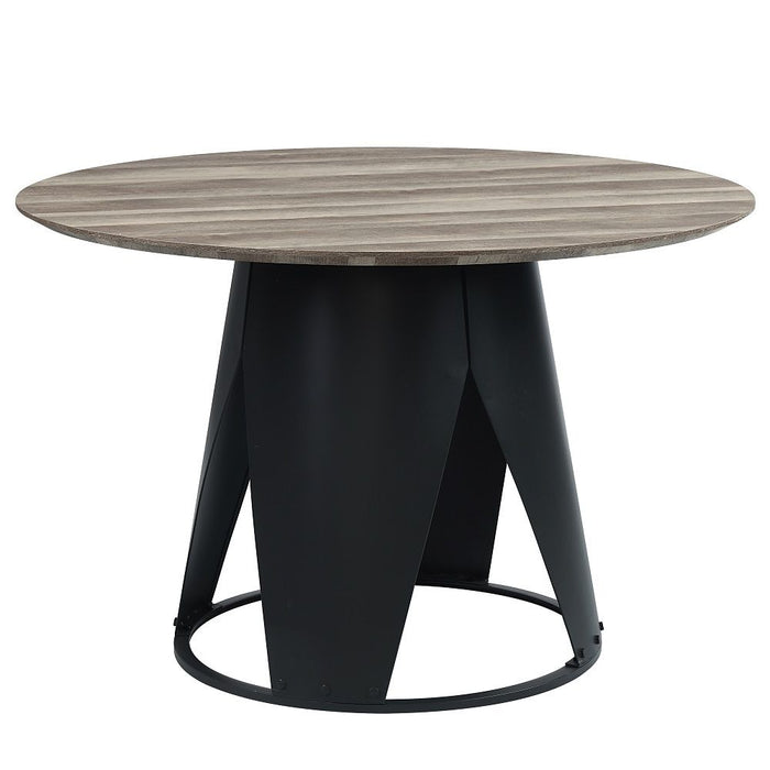Zudora - Round Dining Table - Antique Oak & Black