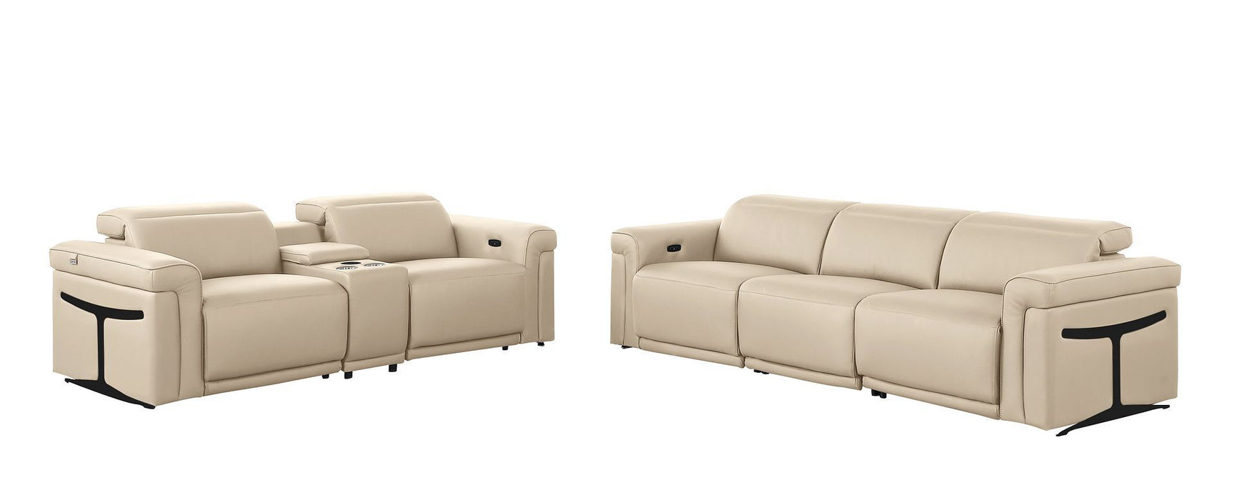 1126 - 6-Piece Modular Power Reclining Sofa And Console Loveseat Set In With 5 Power Recliners & Power Headrests