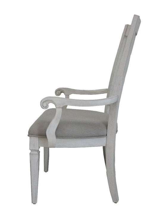 Katia - Arm Chair (Set of 2) - Light Gray Linen & Weathered White
