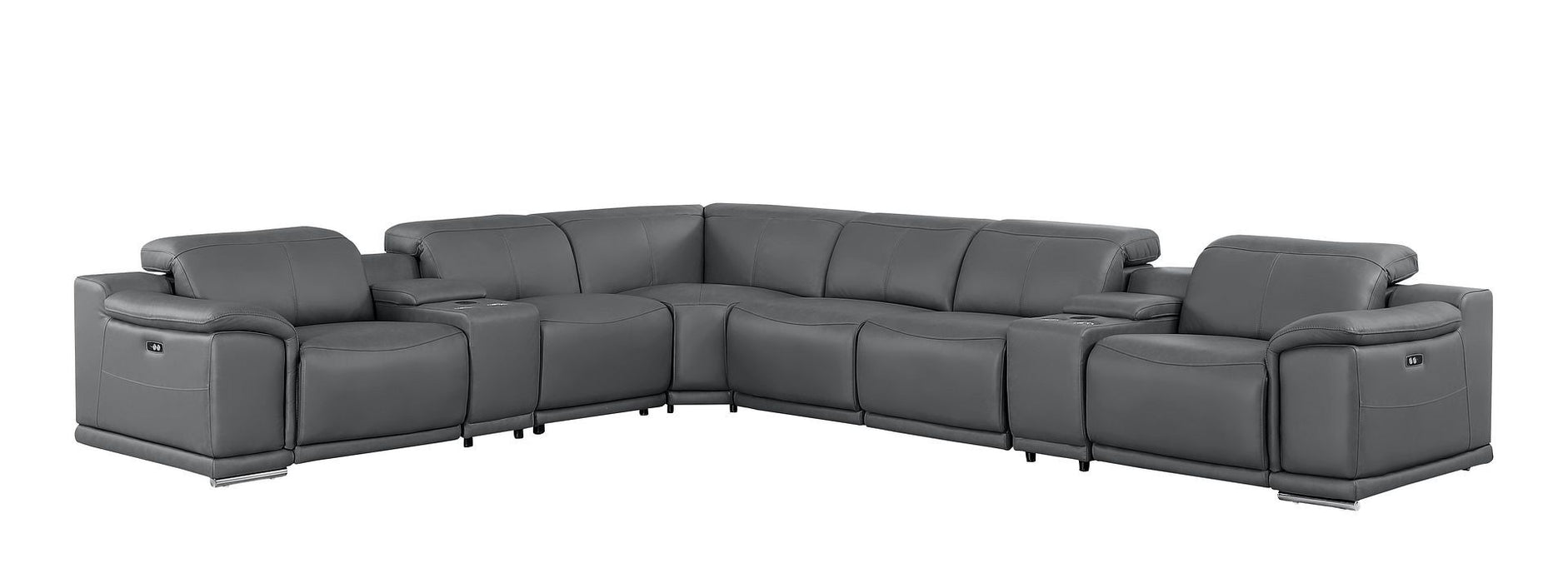 2679 - 8-Piece L-Shaped Power Reclining Sectional In Genuine Leather (3 Recliners)