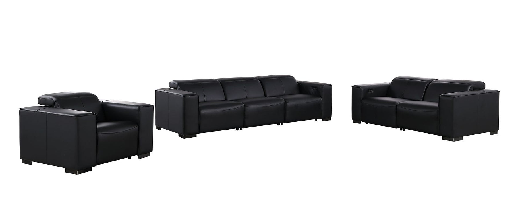 1208 - Leather Reclining Set (Sofa, Loveseat & Chair With 5 Power Recliners)