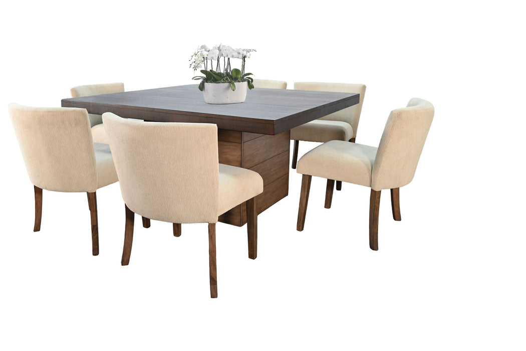 Modern - Square 7 Piece Dining Set With Built-in Storage - Tobacco Leaf / Buckskin