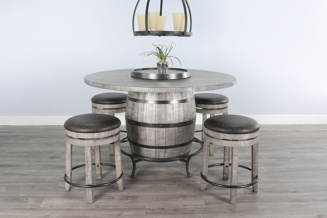 Alpine - Round Pub Table With Wine Barrel Base - Gray