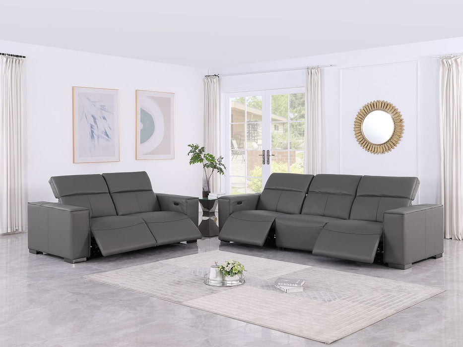 1208 - Leather Reclining Set (Sofa & Loveseat With 4 Power Recliners)